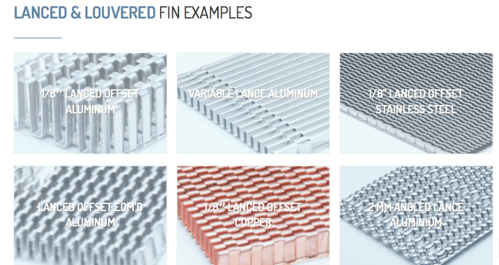 Lanced & Offset Heat Transfer Fin Examples